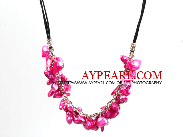 New Arrival Purple Red Color Teeth Shape Pearl Necklace with Lobster Clasp