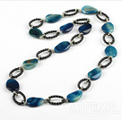 39 inches 18*25mm blue agate long style necklace