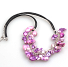 New Arrival Purple Color Teeth Shape Pearl Necklace with Lobster Clasp