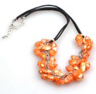 New Arrival Orange Color Teeth Shape Pearl Necklace with Lobster Clasp