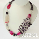 amethyst and pink agate necklace with lobster clasp