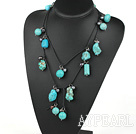 47 inches black pearl and turquoise long style necklace