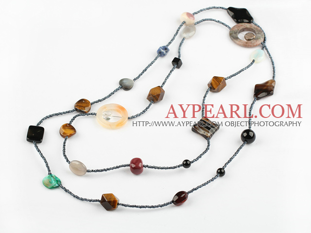 yle multi farge stone necklace stein halskjede