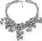 2013 Sommar Ny design förgyllt silver Color Crystal Flower halsband