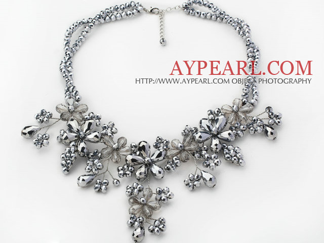 2013 Sommar Ny design förgyllt silver Color Crystal Flower halsband