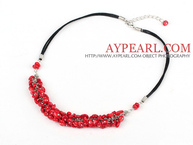 popular 6-7 red coral necklace with extendable chain