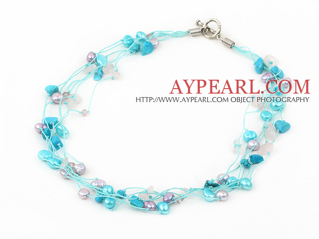 oise necklace κρύσταλλο και τουρκουάζ κολιέ with toggle clasp with εναλλαγή καρφίτσα