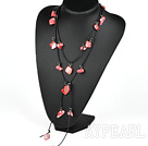 fashion long style red pearl and shell necklace