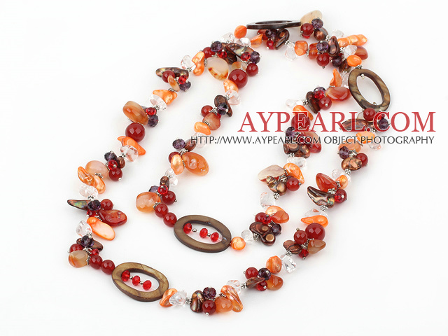 agate long style necklace Achat lange Halskette Stil