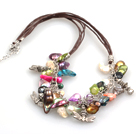 New Arrival Multi Color Teeth Shape Pearl Necklace with Lobster Clasp and Tibetian Silver Accessories