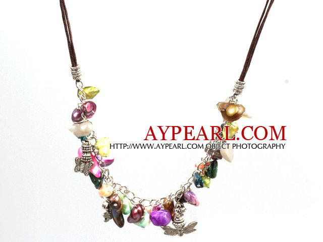 New Arrival Multi Color Teeth Shape Pearl Necklace with Lobster Clasp and Tibetian Silver Accessories