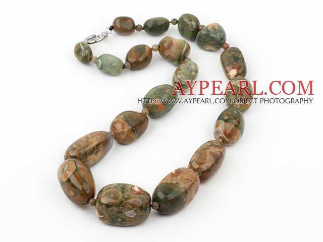 chunky peacock  agate necklace with spring ring clasp