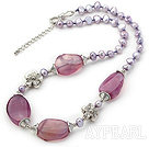 Dark Purple Pearl и фиолетовый полосы агат ожерелье