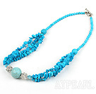 17.5 inches blue turquoise necklace with toggle clasp