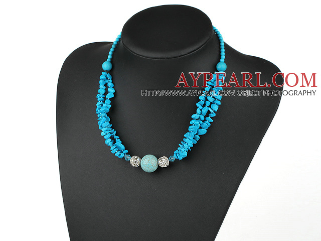 17.5 inches blue turquoise necklace with toggle clasp