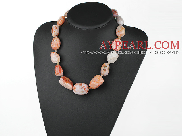 Classic Chunky 12*25Mm Fillet Bamboo Agate Tower Shape Necklace