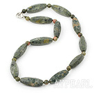 Wholesale 17.5 inches green piebald stone and peacock stone necklace with lobster clasp