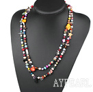 fashion long style dyed colorful  pearl shell crystal necklace