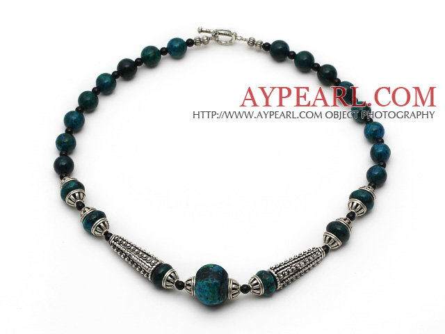 black agate phoenix stone necklace with toggle clasp