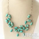 19.5 inches burst pattern turquoise necklace with metal chain