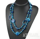 blue crystal and agate long style necklace