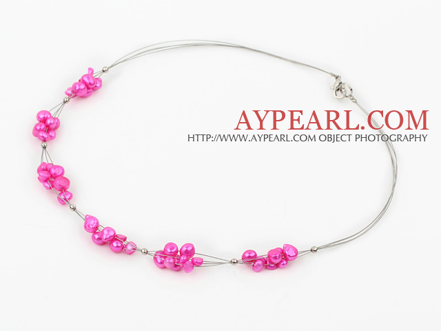 4-7мм окрашенный розовый жемчужное ожерелье с застежкой омар