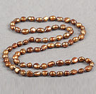 Simple Fashion Long Style Natural Deep Brown Baroque Pearl Necklace