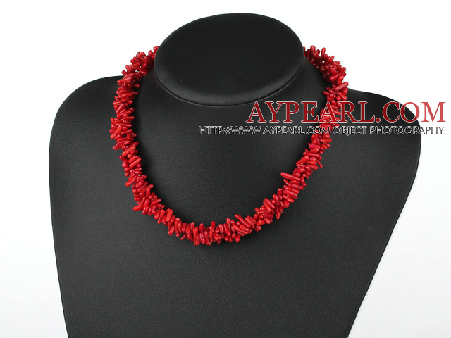 classic jewelry double strand 6m red coral necklace with box clasp