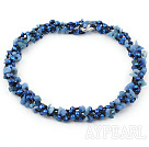en pearl and blue gem necklace helmi ja sininen helmi kaulakoru