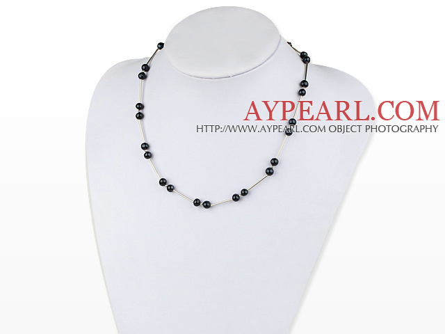 nn black pearl necklace sort perlekjede