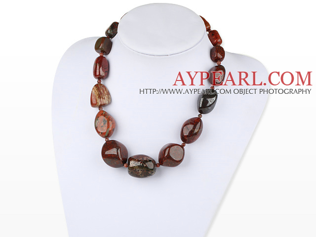 Elegant Chuncky 12*25Mm Red Jasper Beads Necklace With Moonight Clasp