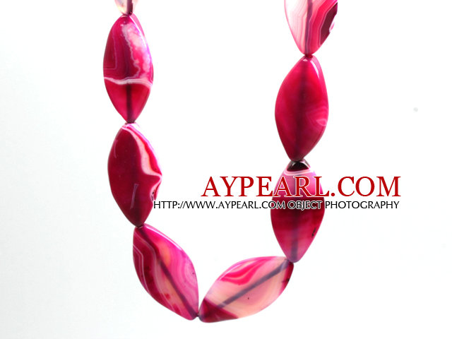 Rose Pink Stripe Agate Necklace with Big Lobster Clasp