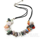 simple and fashion multi color stone necklace with extendable chain