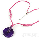 拡張可能なチェーンとシンプルなファッションnatual紫色の瑪瑙のネックレス