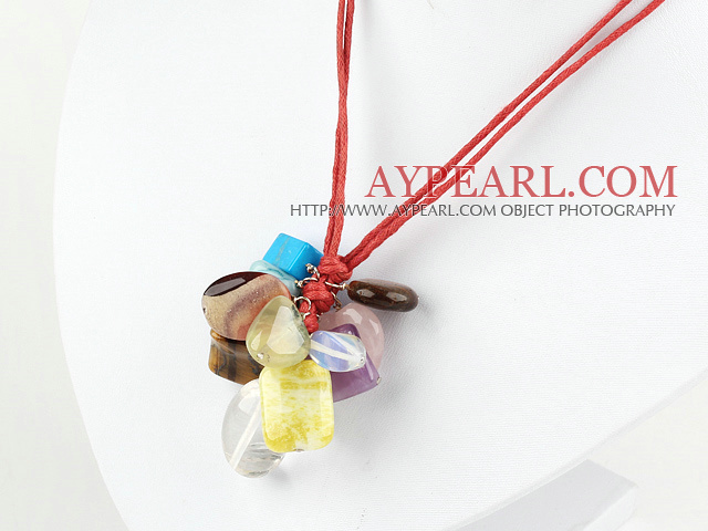 simple and fashion multi color stone necklace