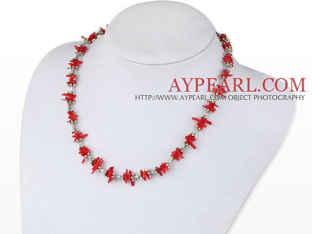18 inches single strand red coral necklace with toggle clasp