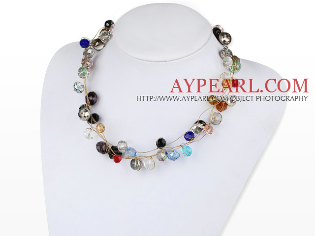 seven colored crystal necklace with moonlight clasp