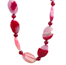 Wholesale Rose Pink Crystallized Agate Necklace with Lobster Clasp