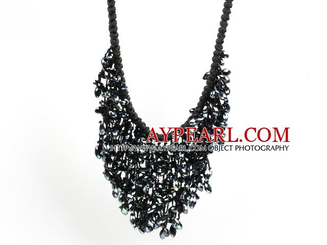 Bib Sparkly Shape Black Series Water Drop Shape Crystal Statement Party Halsband