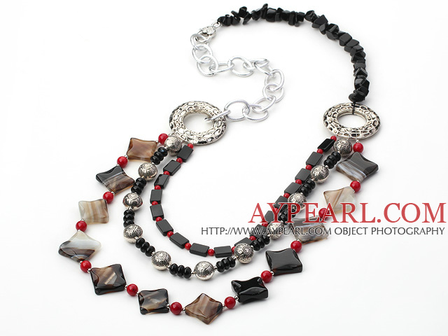 e with μαύρο κολιέ με Agate heart shape lobster clasp καρδιά καρφίτσα αστακό σχήμα