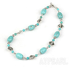 burst pattern turquoise tibet silver necklace with toggle clasp