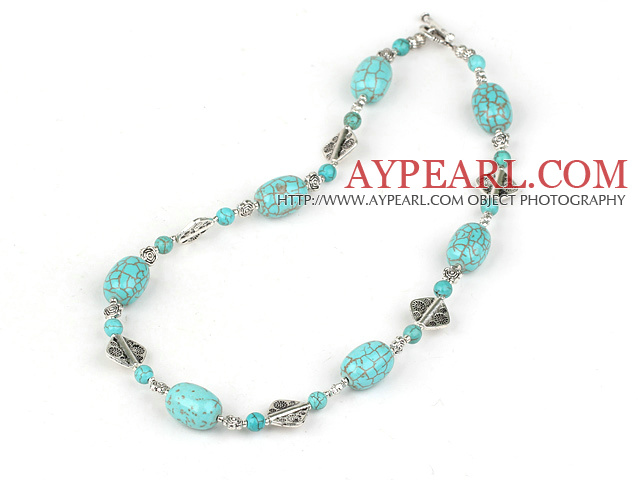 burst pattern turquoise tibet silver necklace with toggle clasp