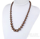 19.5 inches brown seashell graduated beaded necklace with moonlight clasp