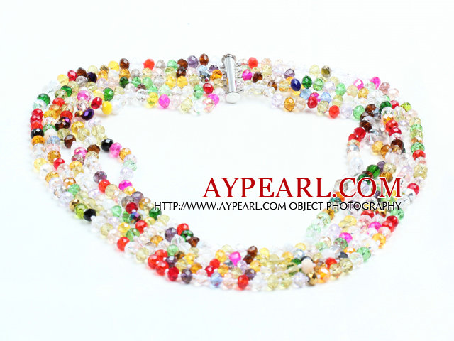 Vakker Summer stil Fem Strands Multi Color Crystal partiet halskjede