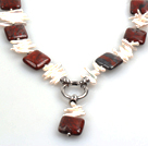 Wholesale Biwa Pearl and Red Jasper Lariat Necklace