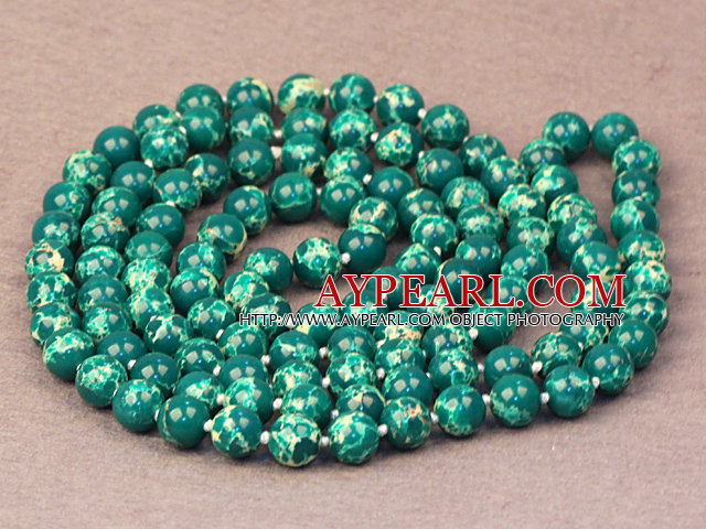 Noble Long stil Deep Green Imperial Jasper Stone perler halskjede