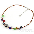 18 inches lightened multi colored crystal necklace