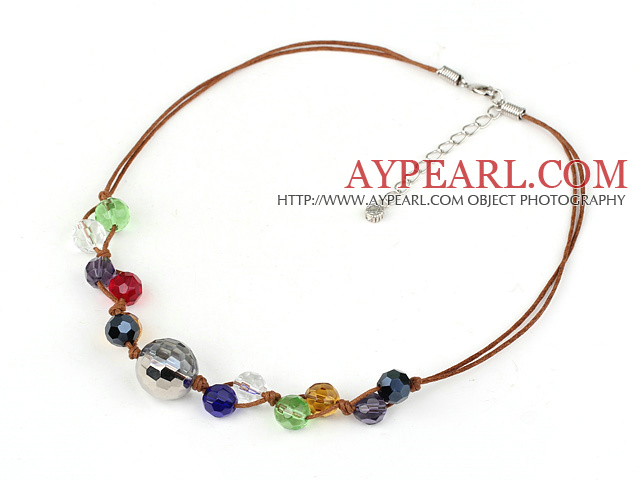 18 inches lightened multi colored crystal necklace