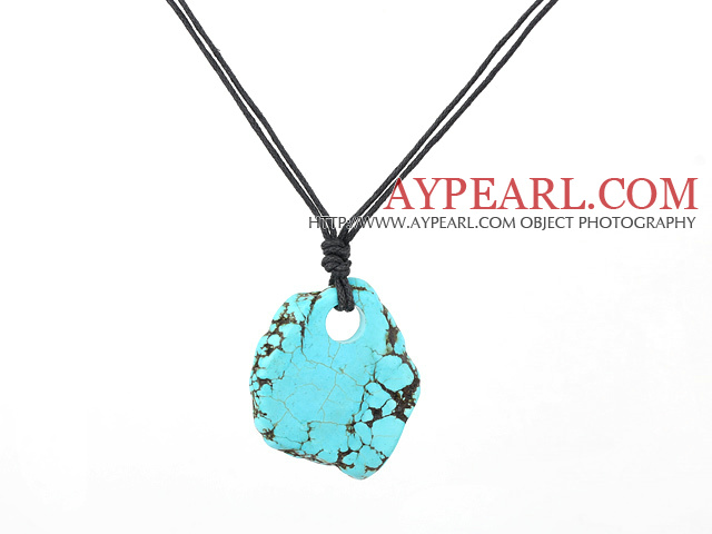 17.5 inches simple turquoise pendant necklace with lobster clasp