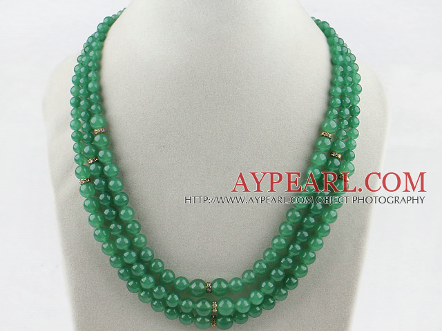 Three Strands Aventurine Beaded Necklace with Aventurine Clasp